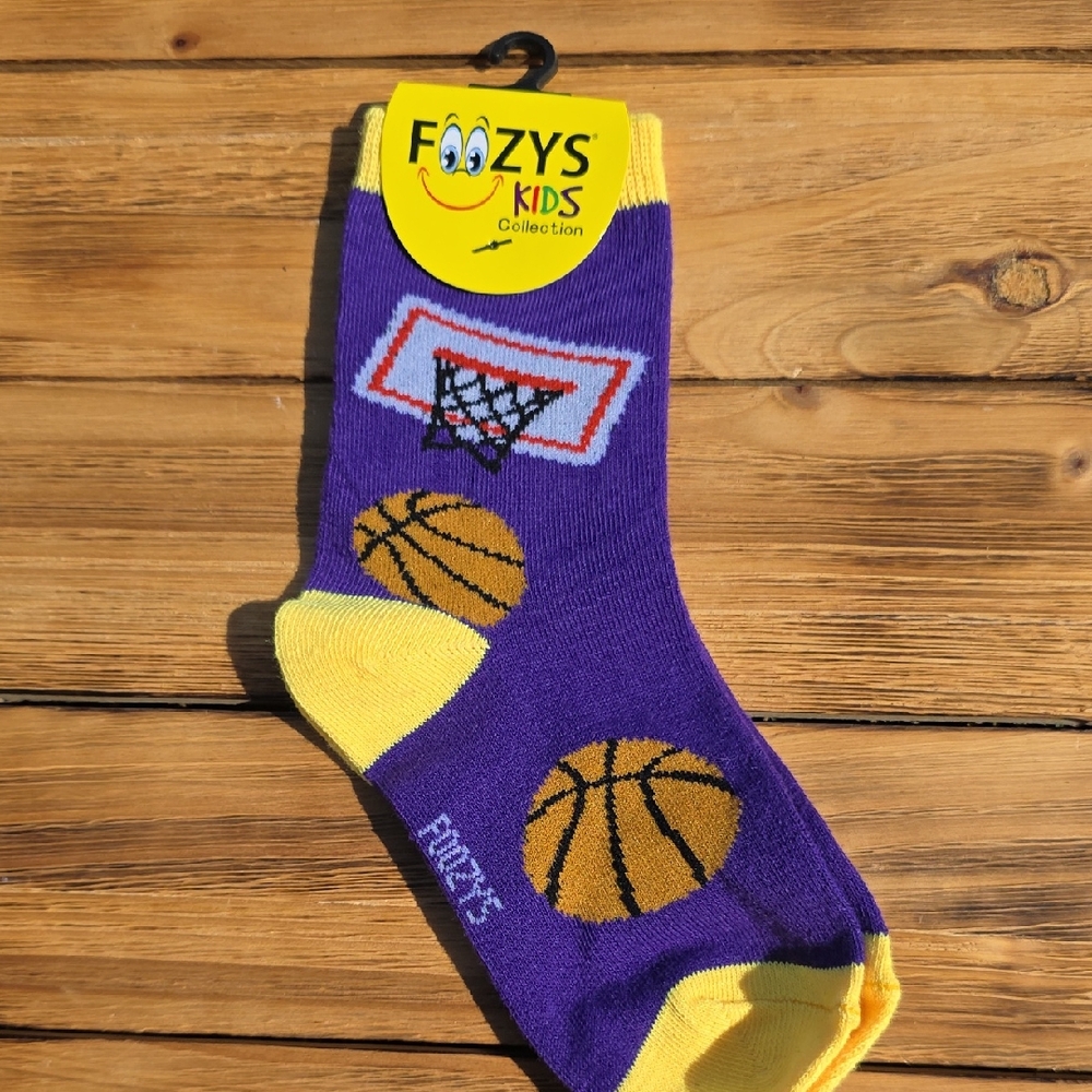 NWT Foozys Kids Basketball Socks - Purple and Yellow - Unisex
